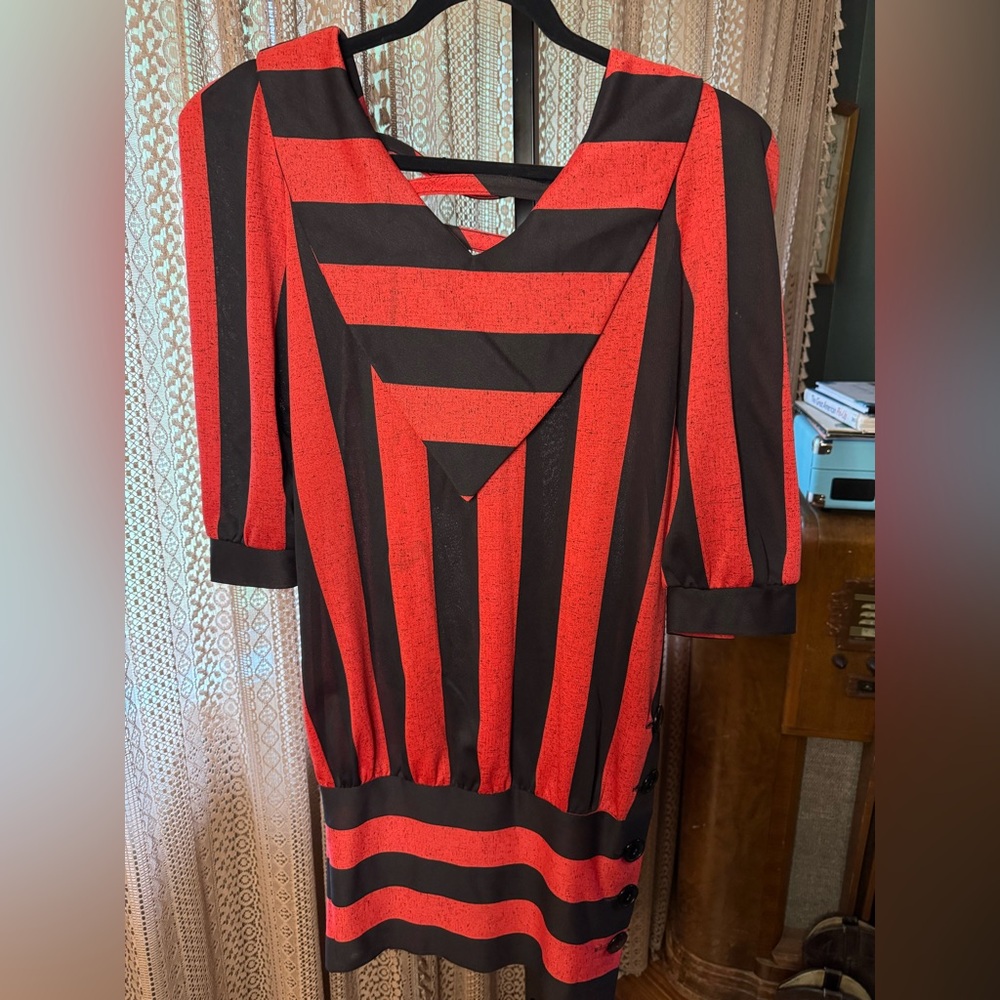 VTG Striped Red and Black Dress